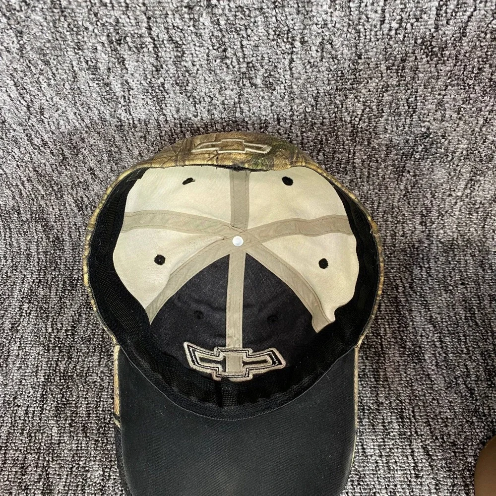 Vintage Chevy Camo Hat Realtree Xtra Embroidered Flames Signatures Stretch L XL
